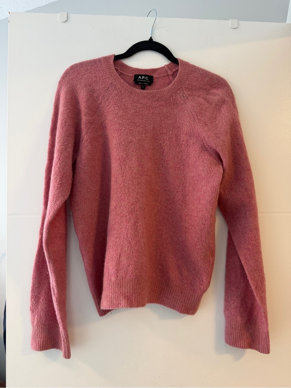 A.P.C. Pink Yak Wool Blend Crewneck Sweater Size L